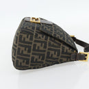 FENDI Zucca Canvas Mamma Baguette Shoulder Bag Black Brown Auth 181871M-5