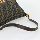 FENDI Zucca Canvas Mamma Baguette Shoulder Bag Black Brown Auth 181871M-7