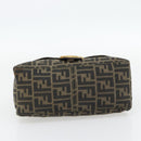 FENDI Zucca Canvas Mamma Baguette Shoulder Bag Black Brown Auth 181871M-9