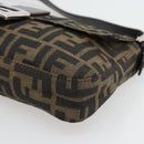 FENDI Zucca Canvas Mamma Baguette Shoulder Bag Black Brown Auth 181873SAM-14