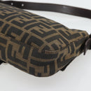 FENDI Zucca Canvas Mamma Baguette Shoulder Bag Black Brown Auth 181873SAM-16