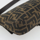 FENDI Zucca Canvas Mamma Baguette Shoulder Bag Black Brown Auth 181873SAM-17
