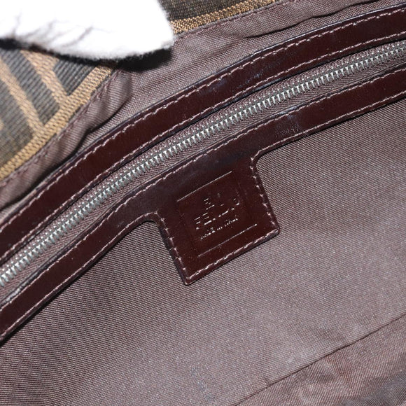 FENDI Zucca Canvas Mamma Baguette Shoulder Bag Black Brown Auth 181873SAM