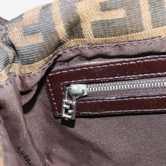 FENDI Zucca Canvas Mamma Baguette Shoulder Bag Black Brown Auth 181873SAM