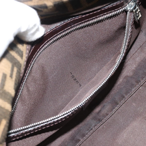 FENDI Zucca Canvas Mamma Baguette Shoulder Bag Black Brown Auth 181873SAM