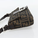 FENDI Zucca Canvas Mamma Baguette Shoulder Bag Black Brown Auth 181873SAM-3