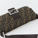 FENDI Zucca Canvas Mamma Baguette Shoulder Bag Black Brown Auth 181873SAM-6