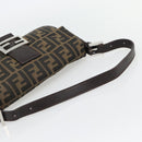 FENDI Zucca Canvas Mamma Baguette Shoulder Bag Black Brown Auth 181873SAM-7