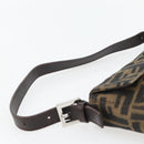 FENDI Zucca Canvas Mamma Baguette Shoulder Bag Black Brown Auth 181873SAM-8