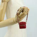 CHANEL Matelasse Taschenanhänger Lammleder Rot Gold CC Auth 181875SAM-19