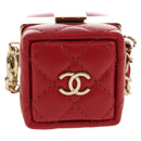 CHANEL Matelasse Taschenanhänger Lammleder Rot Gold CC Auth 181875SAM-2