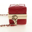 CHANEL Matelasse Taschenanhänger Lammleder Rot Gold CC Auth 181875SAM-4