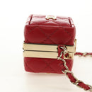 CHANEL Matelasse Taschenanhänger Lammleder Rot Gold CC Auth 181875SAM-5