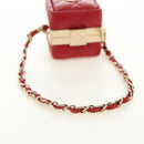 CHANEL Matelasse Taschenanhänger Lammleder Rot Gold CC Auth 181875SAM-7
