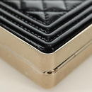 CHANEL Matelasse Boy Chanel Chain Wallet Bag Patent Black Gold CC Auth 181876SAM-12