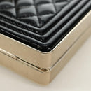 CHANEL Matelasse Boy Chanel Chain Wallet Bag Patent Black Gold CC Auth 181876SAM-13