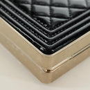 CHANEL Matelasse Boy Chanel Chain Wallet Bag Patent Black Gold CC Auth 181876SAM-14