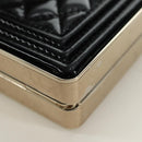 CHANEL Matelasse Boy Chanel Chain Wallet Bag Patent Black Gold CC Auth 181876SAM-15