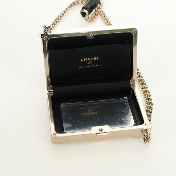 CHANEL Matelasse Boy Chanel Chain Wallet Bag Patent Black Gold CC Auth 181876SAM