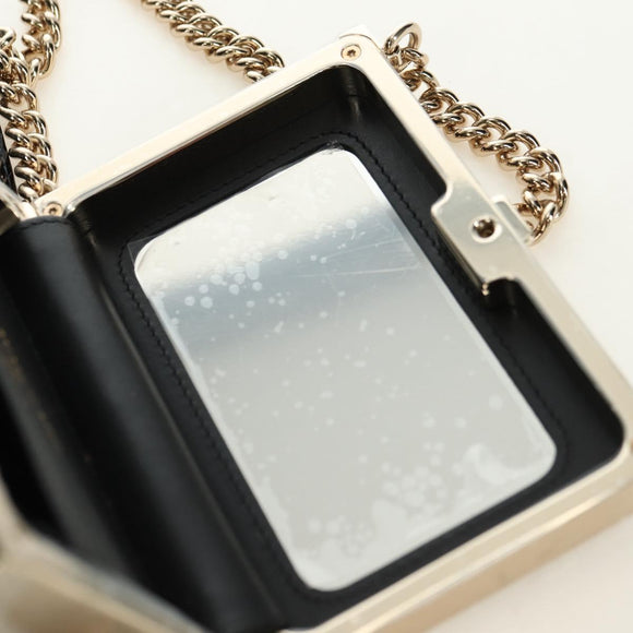 CHANEL Matelasse Boy Chanel Chain Wallet Bag Patent Black Gold CC Auth 181876SAM
