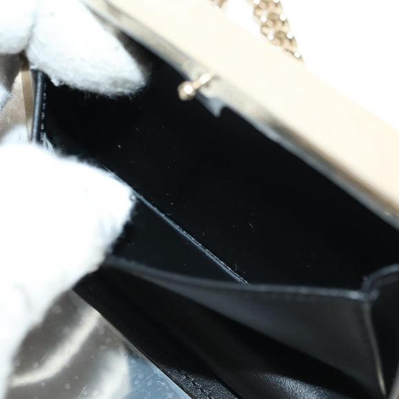 CHANEL Matelasse Boy Chanel Chain Wallet Bag Patent Black Gold CC Auth 181876SAM