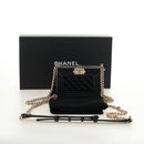 CHANEL Matelasse Boy Chanel Chain Wallet Bag Patent Black Gold CC Auth 181876SAM-24