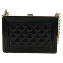 CHANEL Matelasse Boy Chanel Chain Wallet Bag Patent Black Gold CC Auth 181876SAM-3