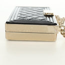 CHANEL Matelasse Boy Chanel Chain Wallet Bag Patent Black Gold CC Auth 181876SAM-5