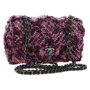 CHANEL Matelasse 21 Chain Shoulder Bag Tweed Pink Silver CC Auth 181879SAM-1