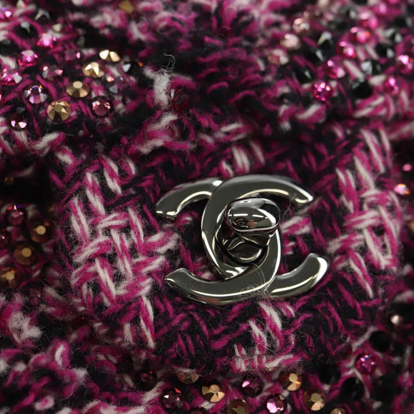 CHANEL Matelasse 21 Chain Shoulder Bag Tweed Pink Silver CC Auth 181879SAM