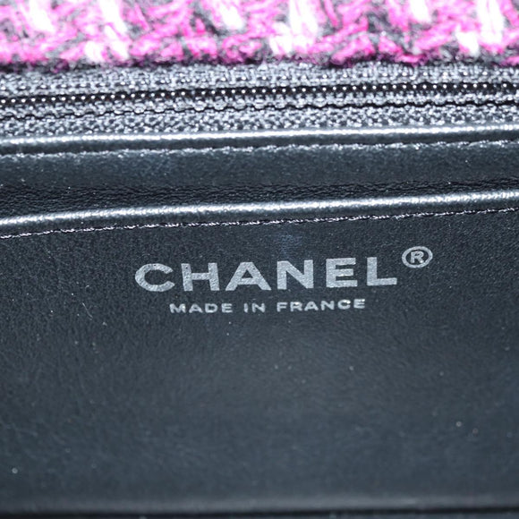 CHANEL Matelasse 21 Chain Shoulder Bag Tweed Pink Silver CC Auth 181879SAM