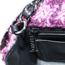 CHANEL Matelasse 21 Chain Shoulder Bag Tweed Pink Silver CC Auth 181879SAM-24