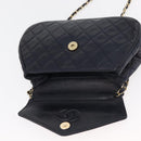 CHANEL Matelasse Chain Shoulder Bag Lamb Skin Navy Gold CC Auth 181880V-20
