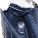 CHANEL Matelasse Chain Shoulder Bag Lamb Skin Navy Gold CC Auth 181880V-25
