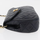 CHANEL Matelasse Chain Shoulder Bag Lamb Skin Navy Gold CC Auth 181880V-5