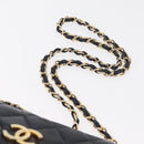 CHANEL Matelasse Chain Shoulder Bag Lamb Skin Navy Gold CC Auth 181880V-8