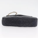 CHANEL Matelasse Chain Shoulder Bag Lamb Skin Navy Gold CC Auth 181880V-6