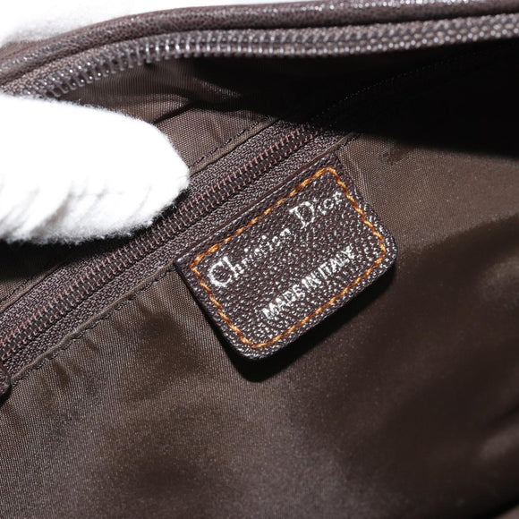 Christian Dior Trotter Canvas Hand Bag Brown Silver Auth 181890V