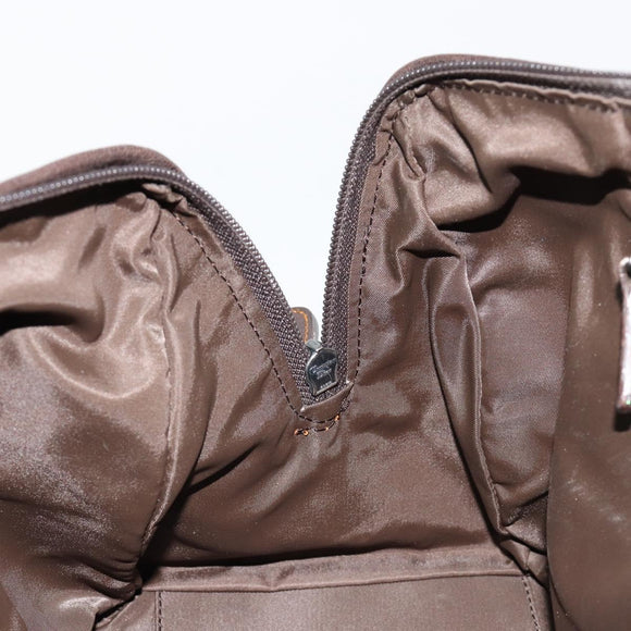 Christian Dior Trotter Canvas Hand Bag Brown Silver Auth 181890V