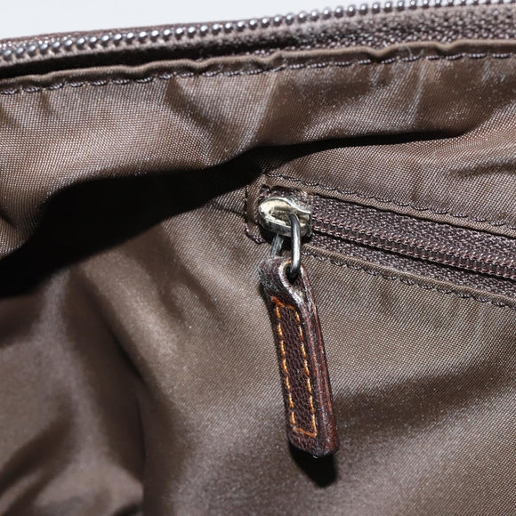 Christian Dior Trotter Canvas Hand Bag Brown Silver Auth 181890V