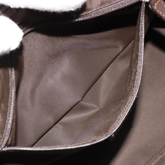 Christian Dior Trotter Canvas Hand Bag Brown Silver Auth 181890V