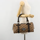 Christian Dior Trotter Canvas Hand Bag Brown Silver Auth 181890V-25