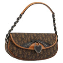 Christian Dior Trotter Canvas Romantic Bag PVC Braun Silber Auth 181891V-1