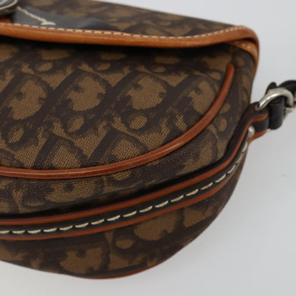 Christian Dior Trotter Canvas Romantic Bag PVC Braun Silber Auth 181891V