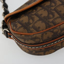 Christian Dior Trotter Canvas Romantic Bag PVC Braun Silber Auth 181891V-15