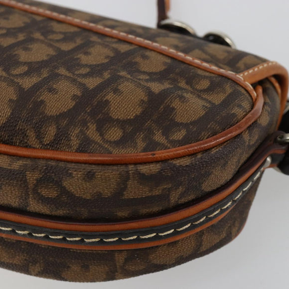 Christian Dior Trotter Canvas Romantic Bag PVC Braun Silber Auth 181891V
