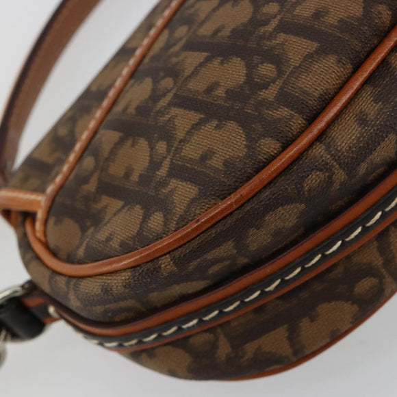 Christian Dior Trotter Canvas Romantic Bag PVC Braun Silber Auth 181891V