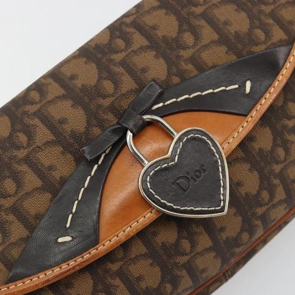 Christian Dior Trotter Canvas Romantic Bag PVC Braun Silber Auth 181891V