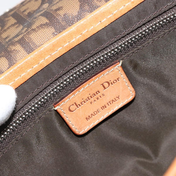 Christian Dior Trotter Canvas Romantic Bag PVC Braun Silber Auth 181891V