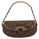 Christian Dior Trotter Canvas Romantic Bag PVC Braun Silber Auth 181891V-13